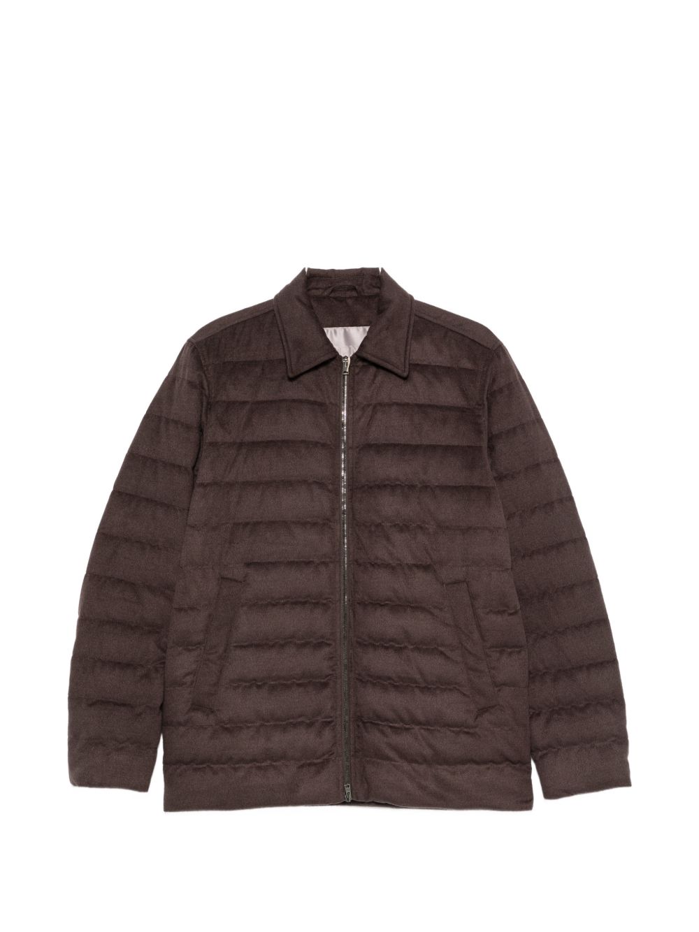 Quilted Down Jacket — Brown