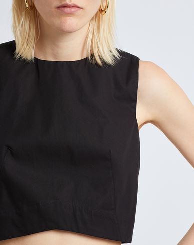 Organic Cotton Sleeveless Crop Top Woman Top Black Size 4 Cotton