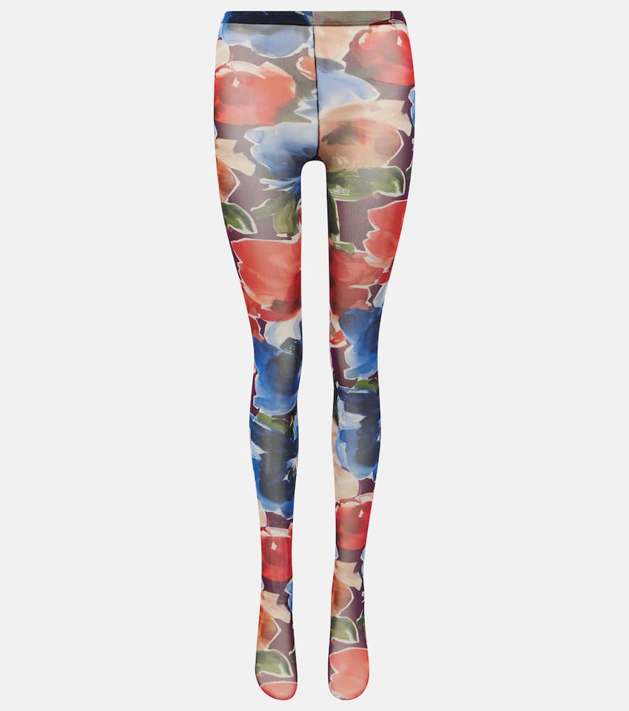 Printed tulle tights