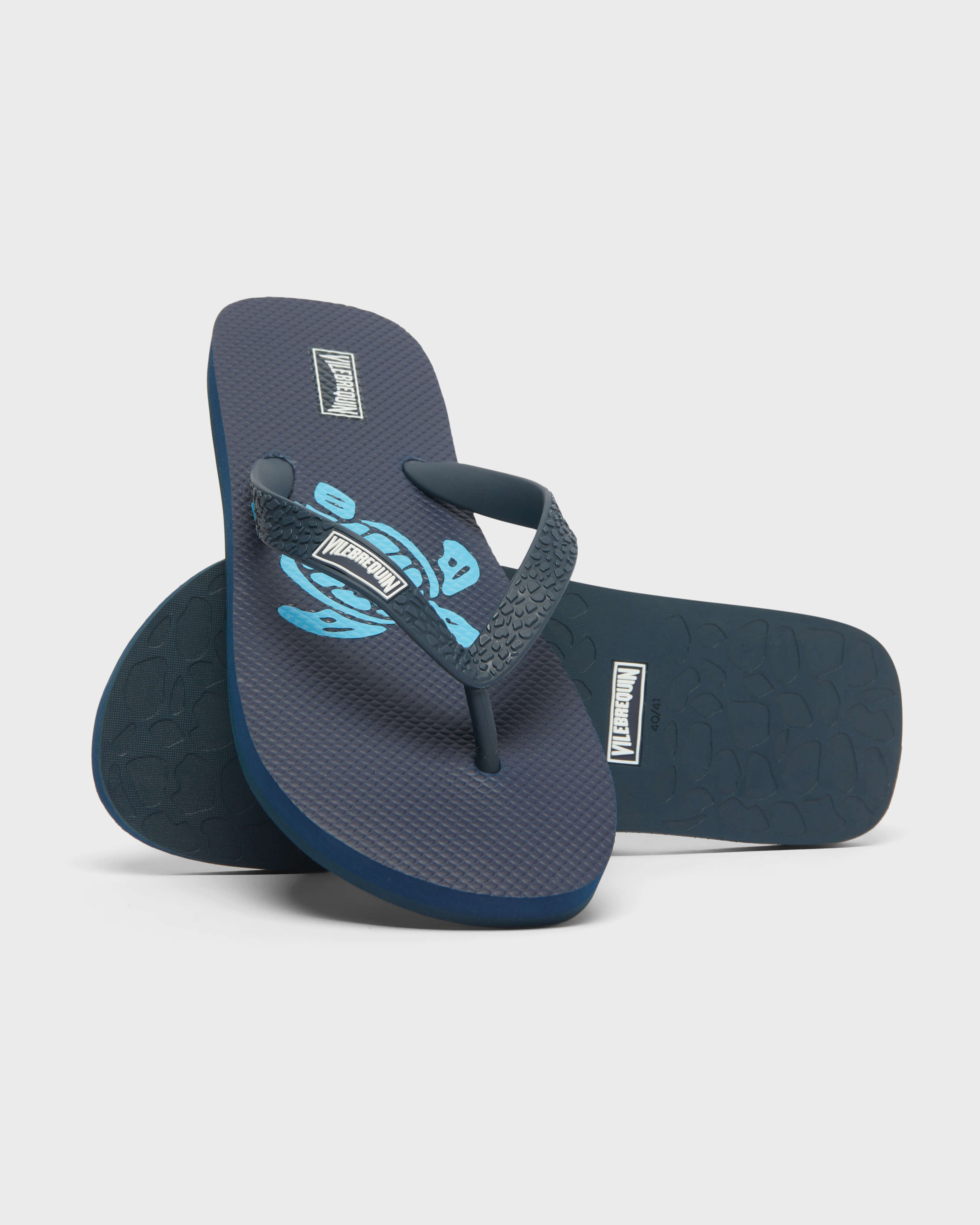 Men Beach Flip Flops Turtle - Cha - Copp - Blue
