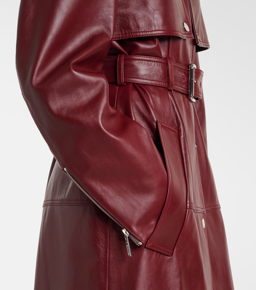 Paste leather trench coat