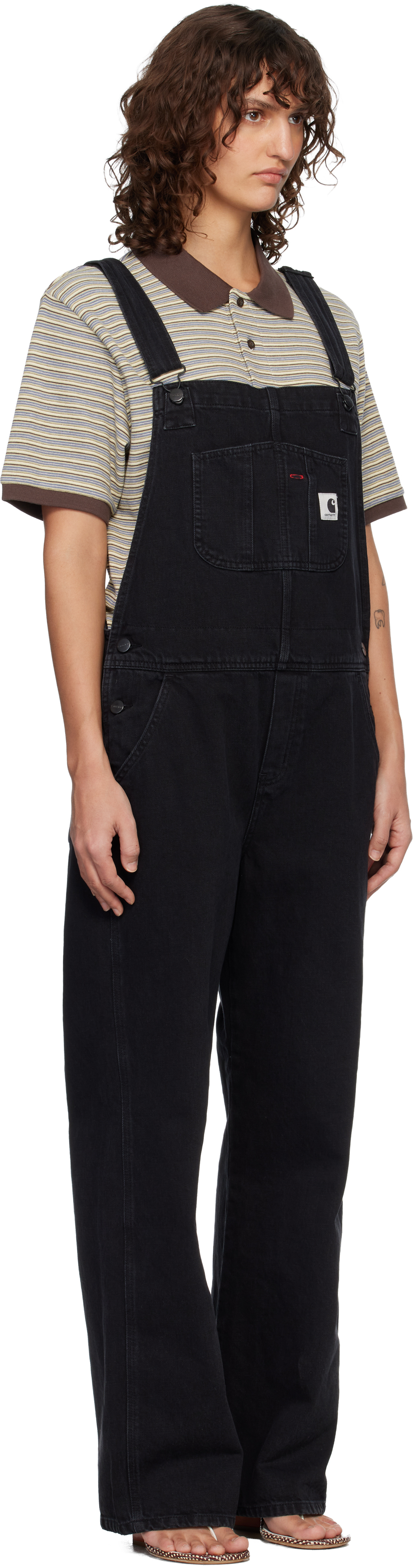 Black Bib Straight Denim Overalls