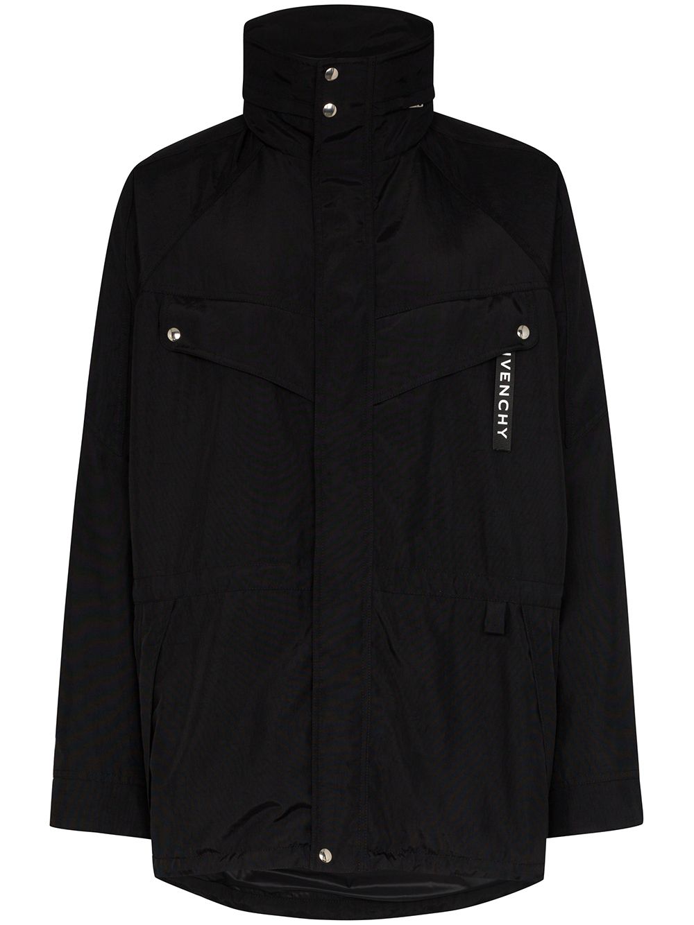 Logo print parka jacket - Black