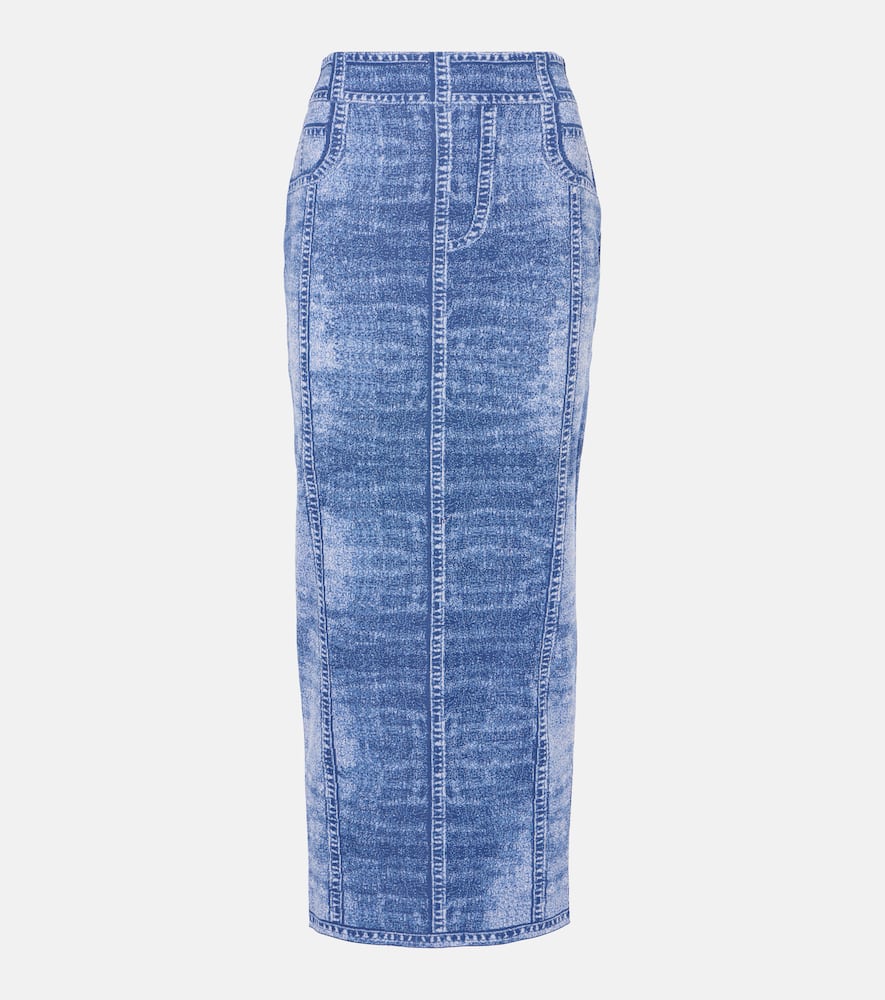 Trompe l'ail knitted midi skirt