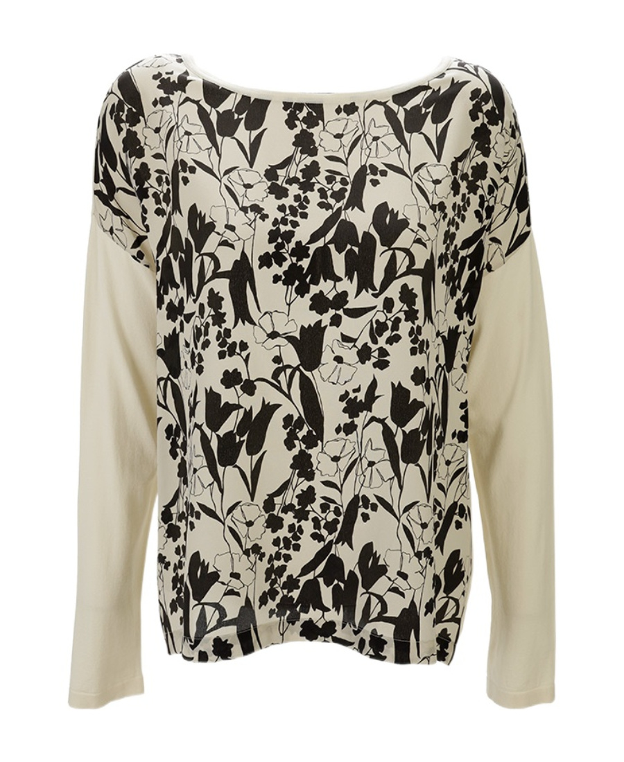 Round-neck long-sleeved pullover