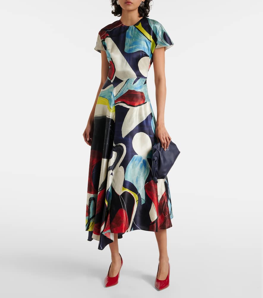 Adriana printed satin midi dress