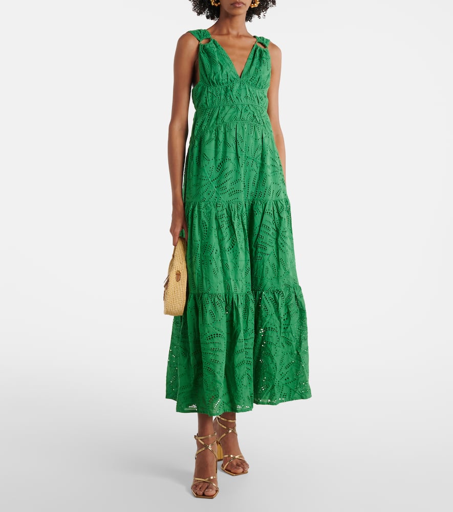 Farm Rio Monstera tiered cotton maxi dress