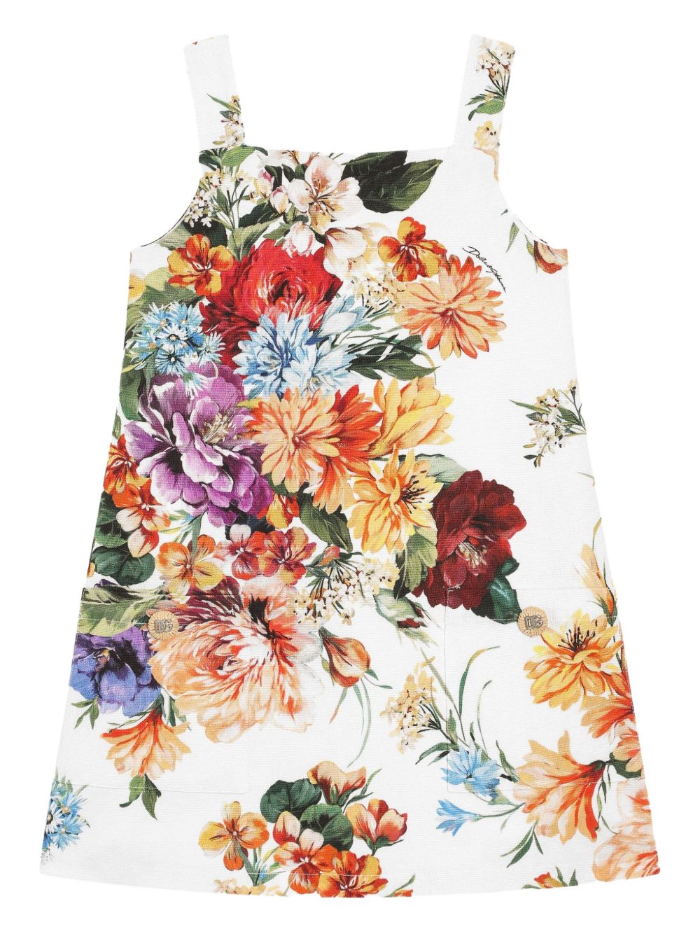 Floral-print sleeveless dress - White