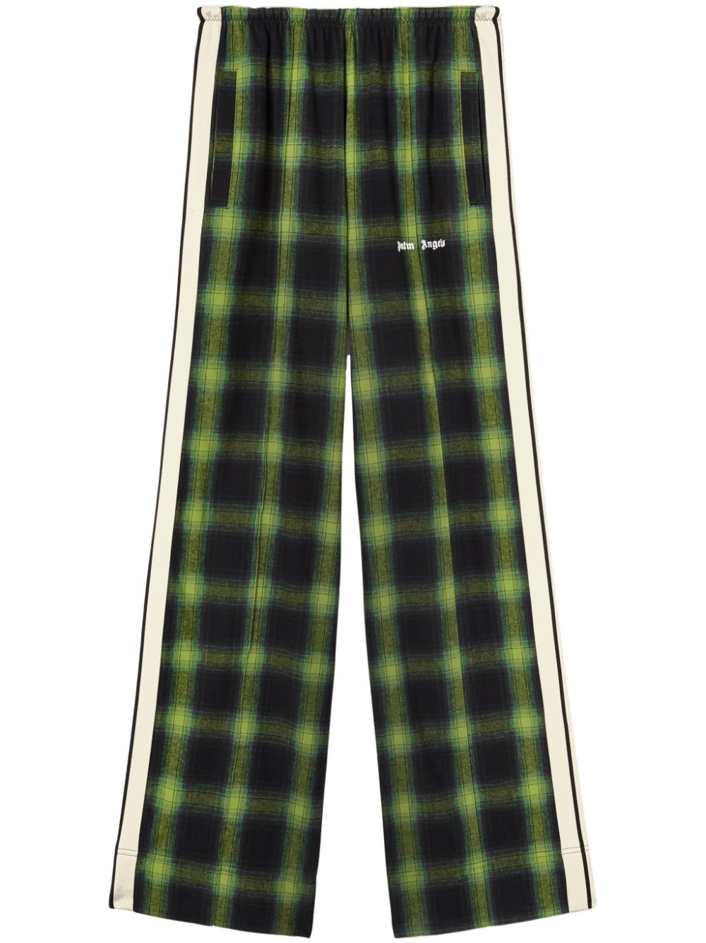 Logo-embroidered plaid track pants - Green