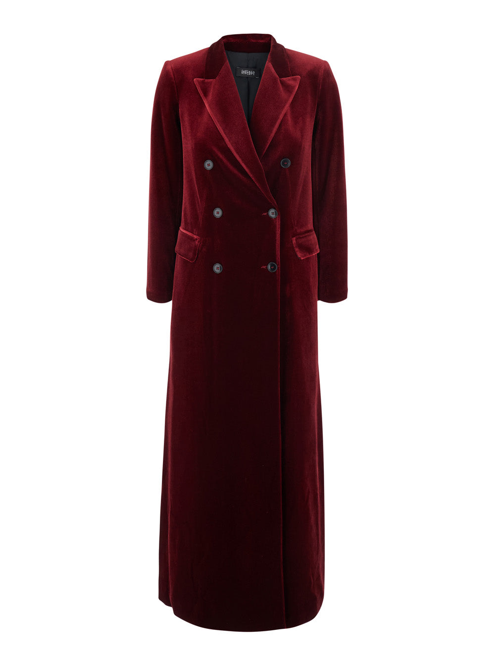 Double-Breasted Velvet Coat — Burgundy