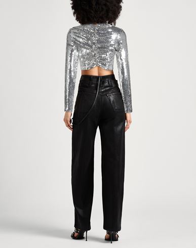 Woman Top Silver Size 2 Polyester, Polyamide, Elastane