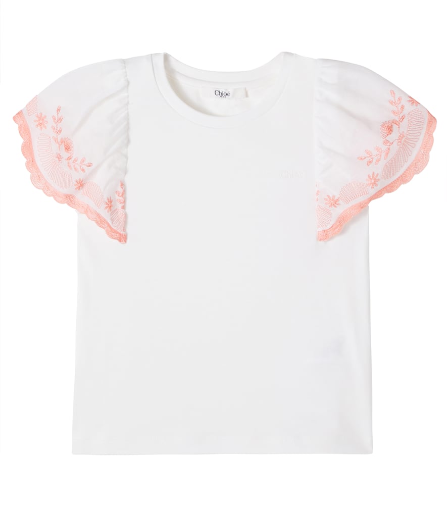 Chloé Kids Embroidered cotton T-shirt
