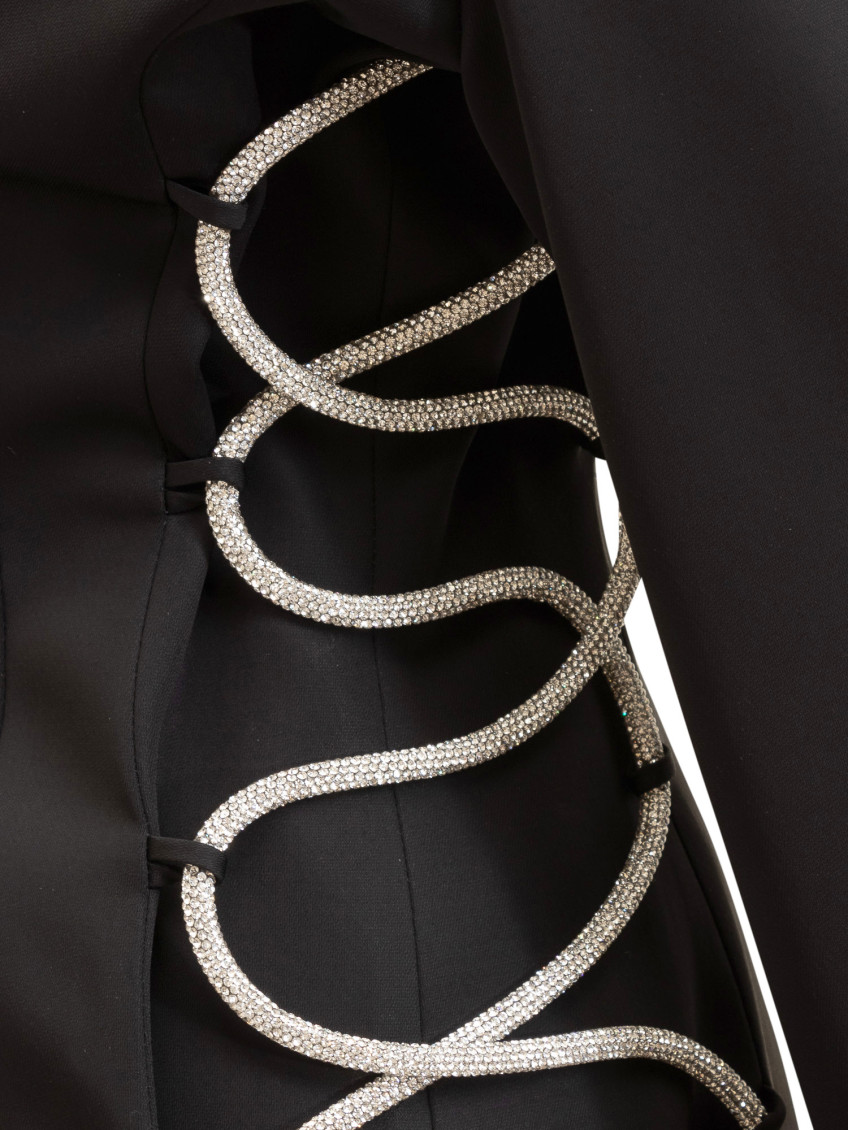 Black Embellished Notched Lapel Blazer