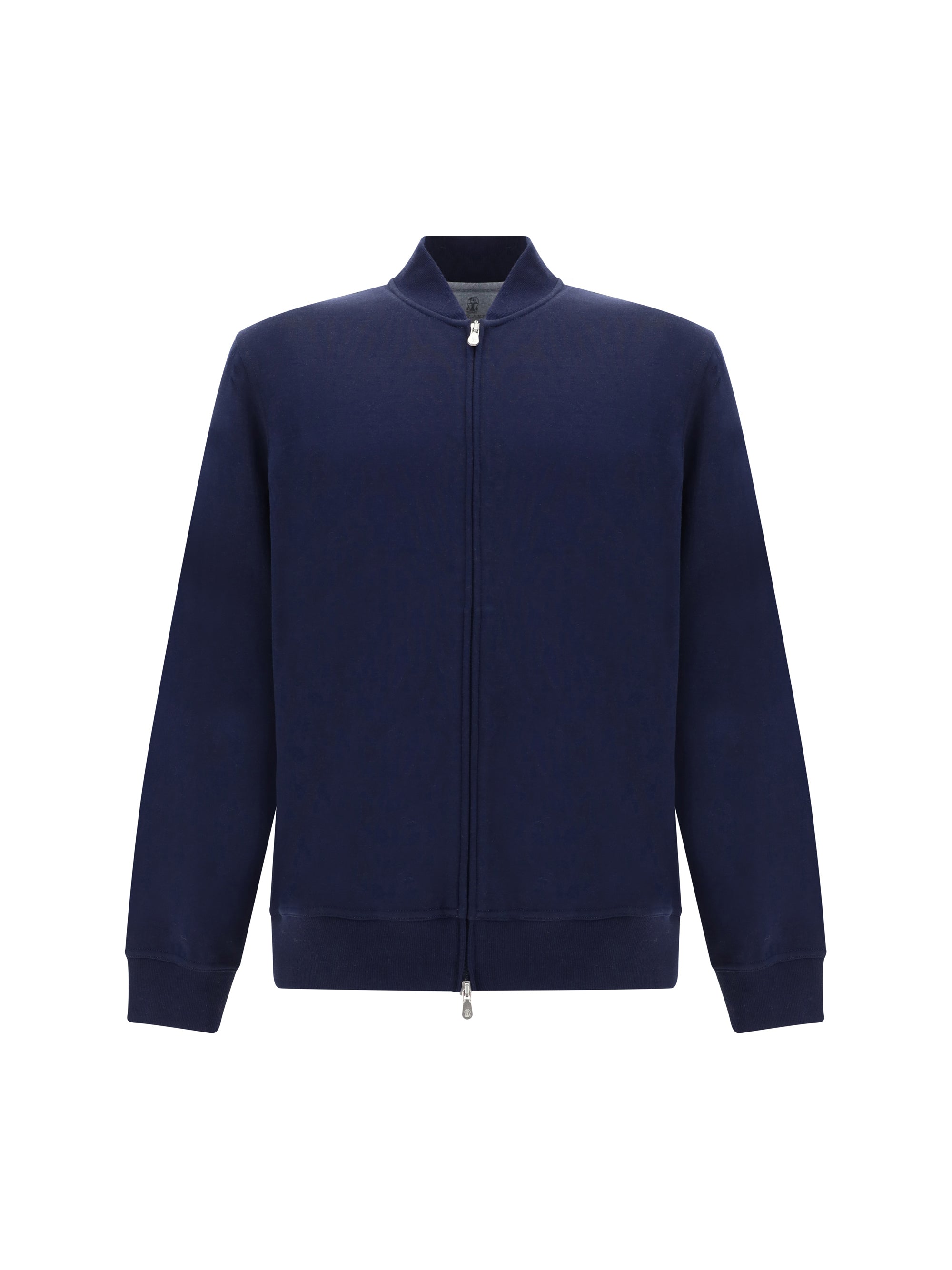Cotton Zip Sweatshirt — Navy