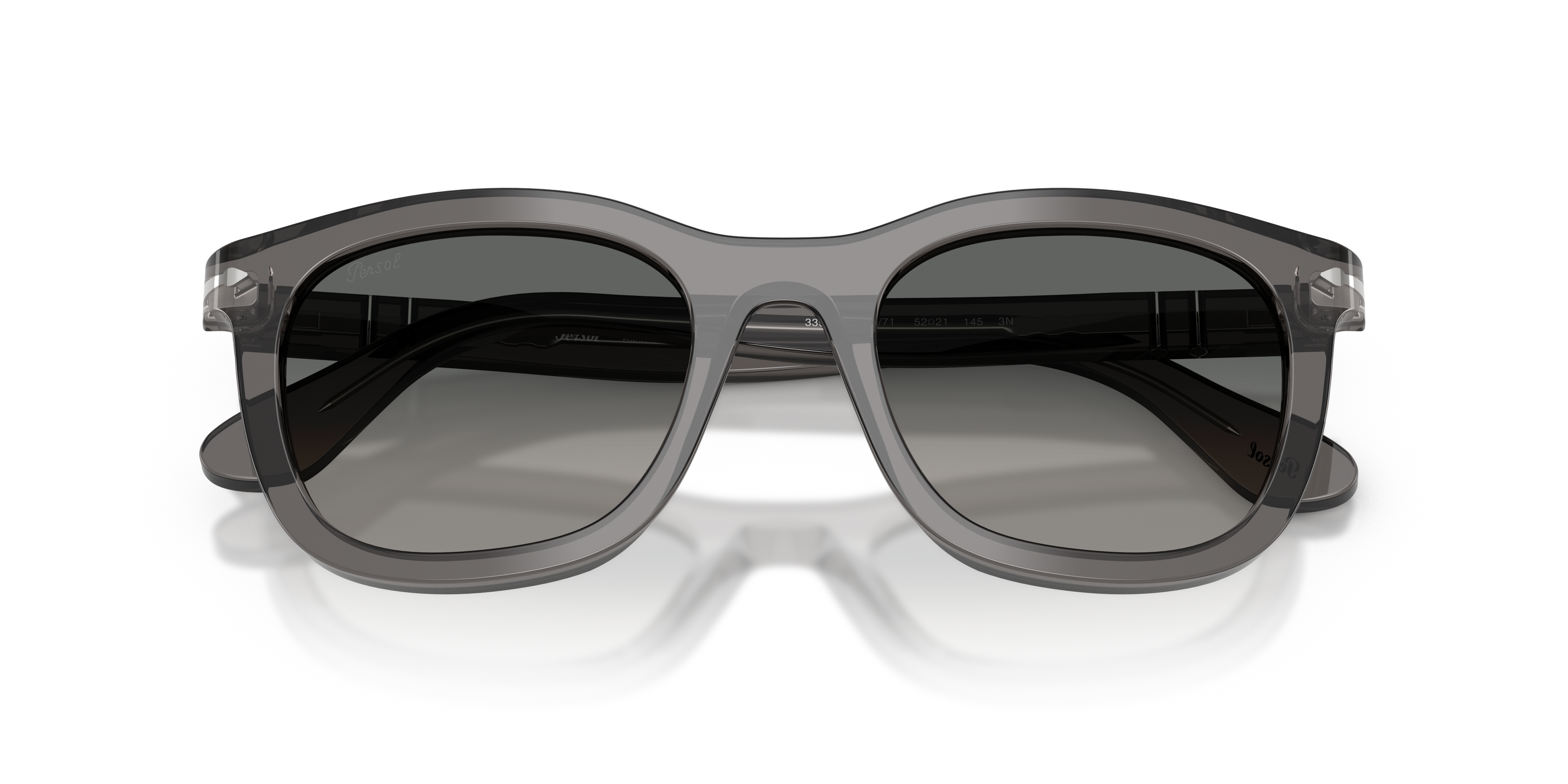 Persol Unisex Persol PO3395S 119671 Occhiali da sole Acetato Grigio Grigio Pantos Normale Sfumato