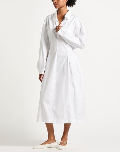 Woman Midi dress White Size 8 Cotton