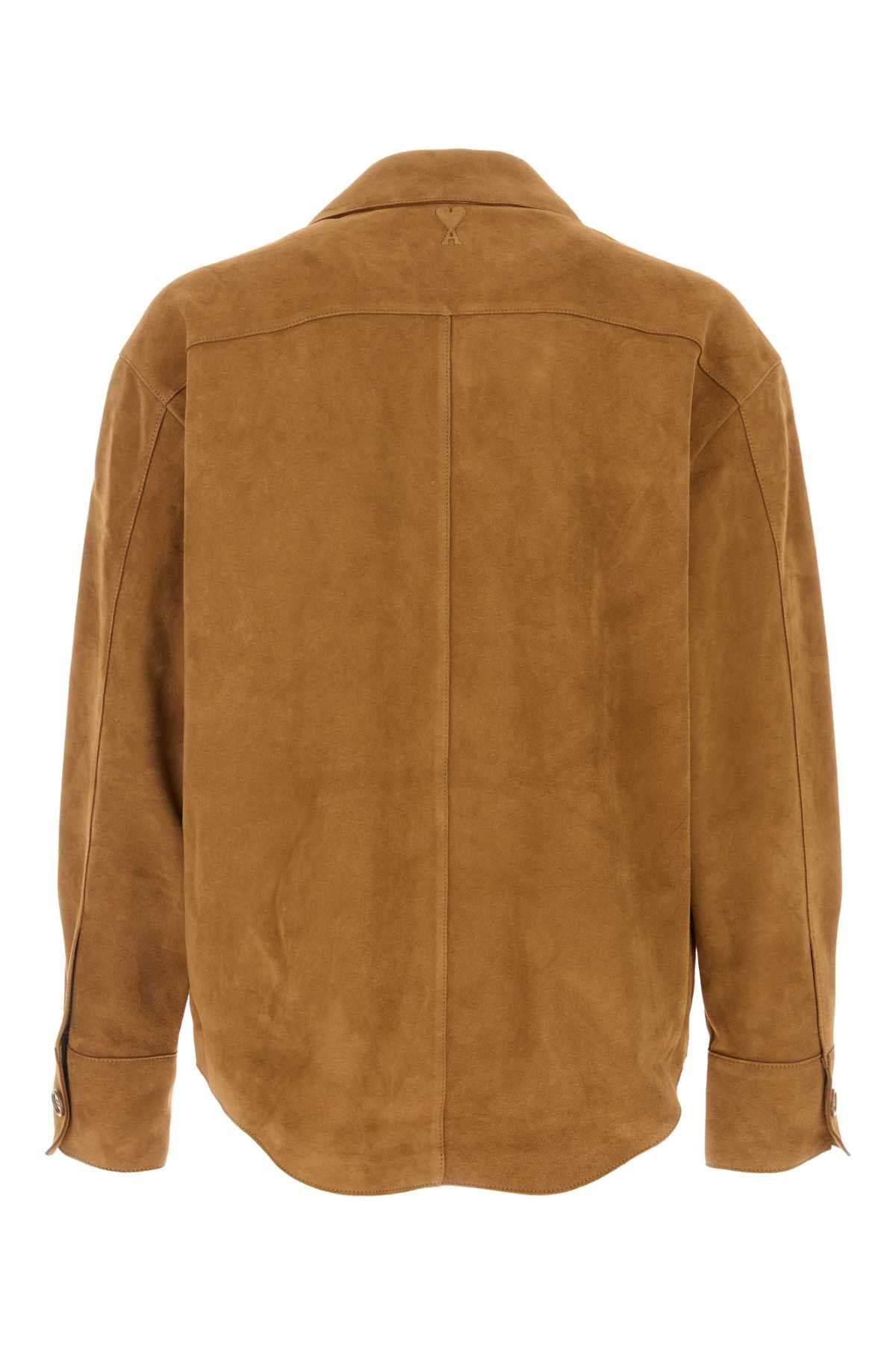 Men's Suede Buttoned Overshirt Caramel