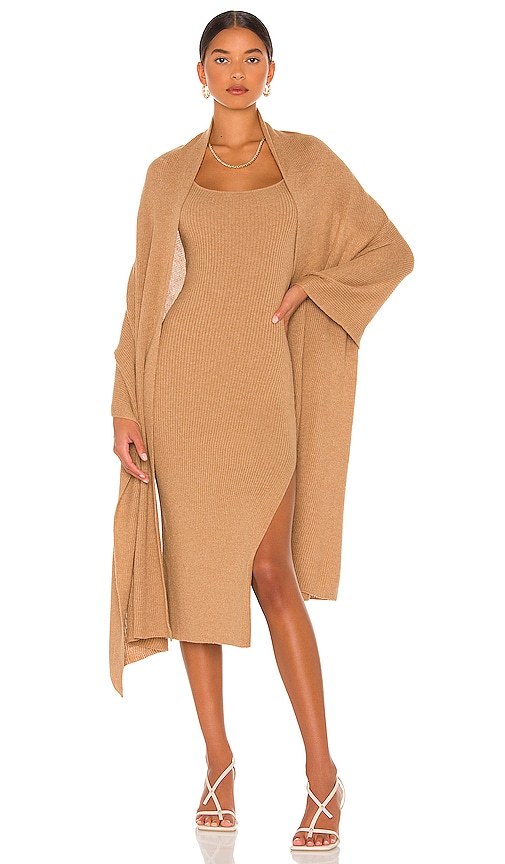 LPA Salmah Dress With Detachable Shawl in Tan. -  XS also in L, M, S