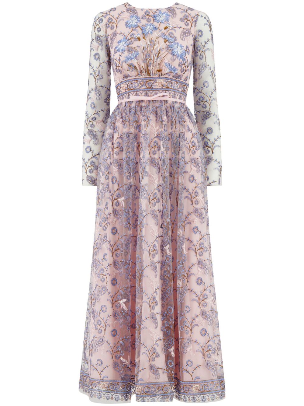 Popping Paisley embroidered tulle dress - Pink