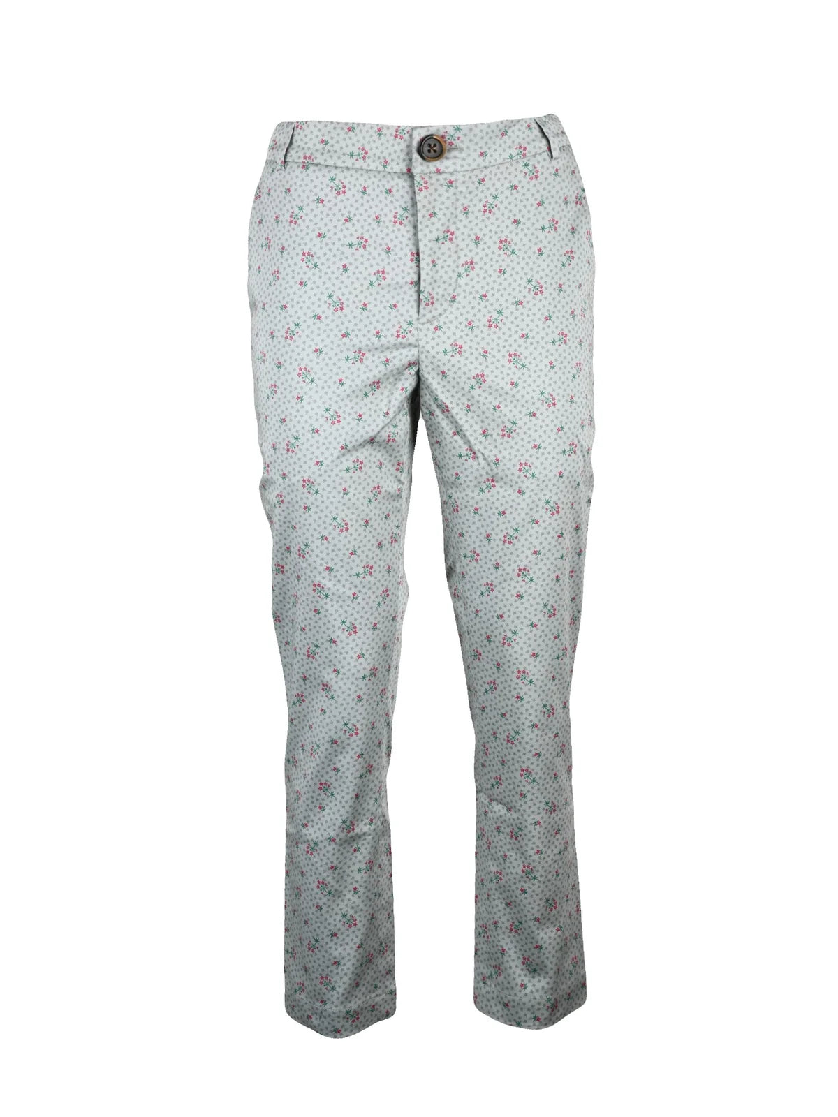 Multicolor Floral Print Cotton Straight-Leg Pants