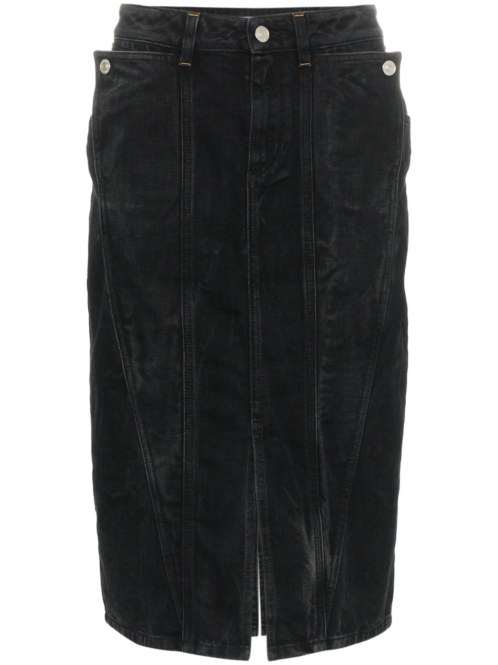 High waisted fitted denim skirt - Black