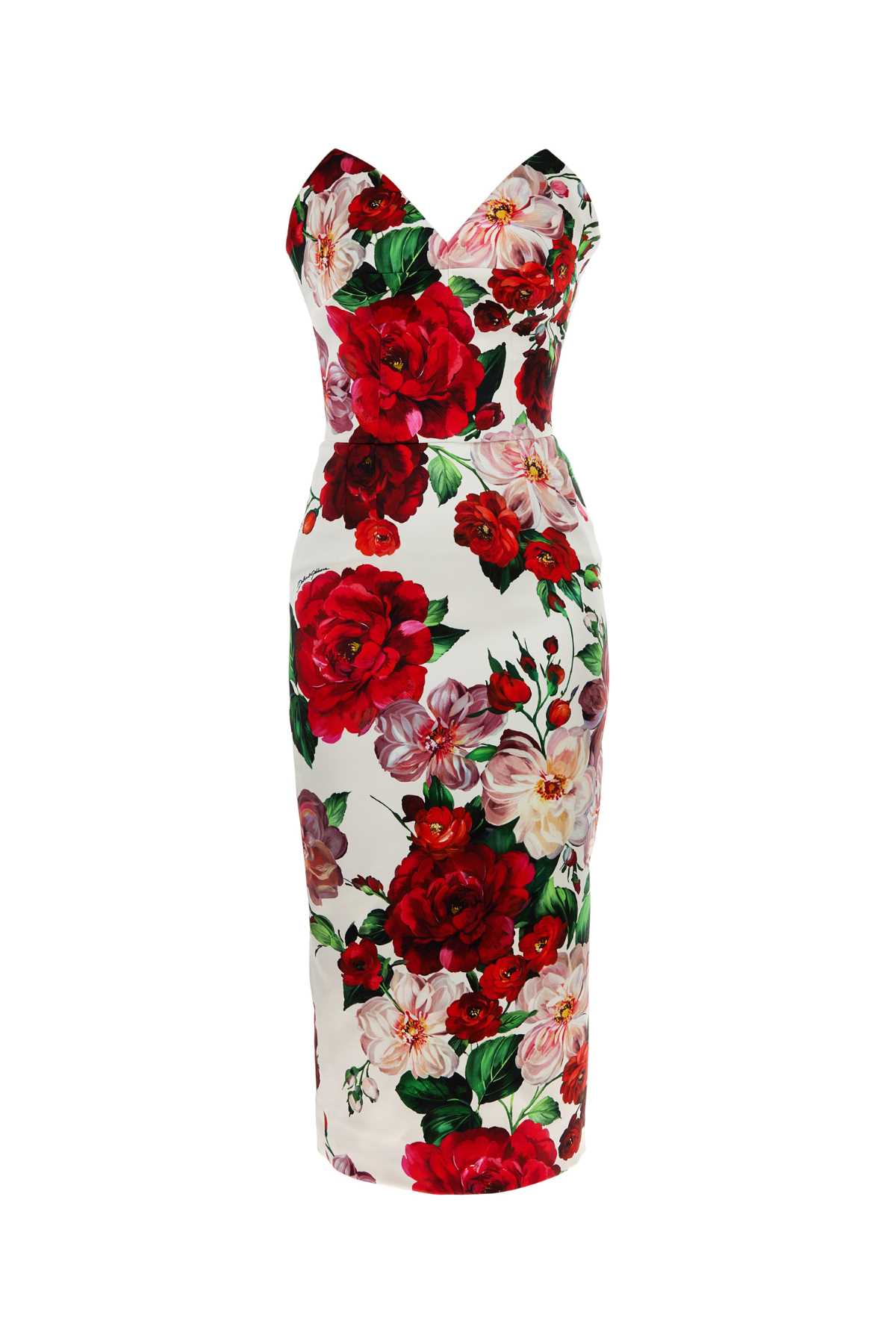 Floral Print Satin Dress — White