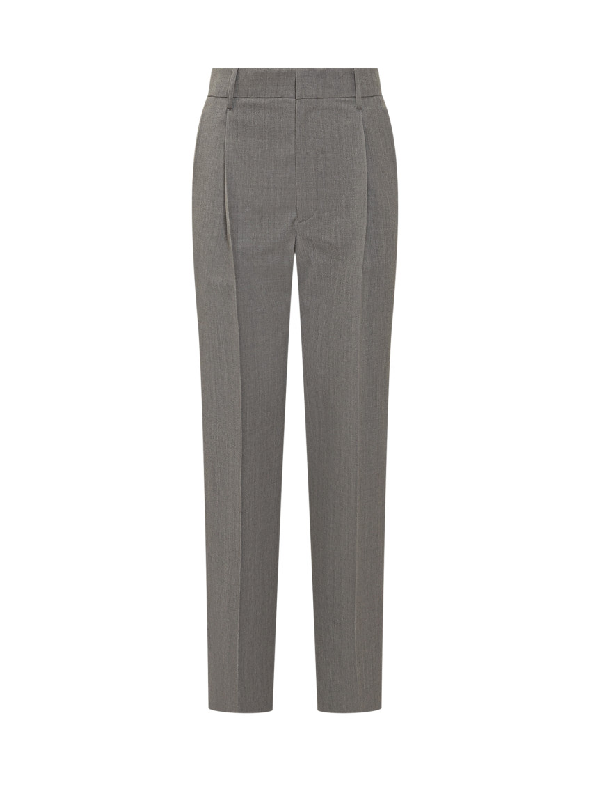 Grey Straight Flat Front Pants
