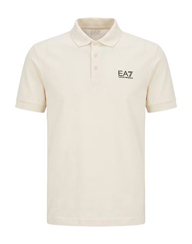 Man Polo shirt Cream Size XL Cotton, Elastane
