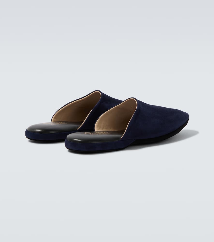 Leather-lined suede slippers