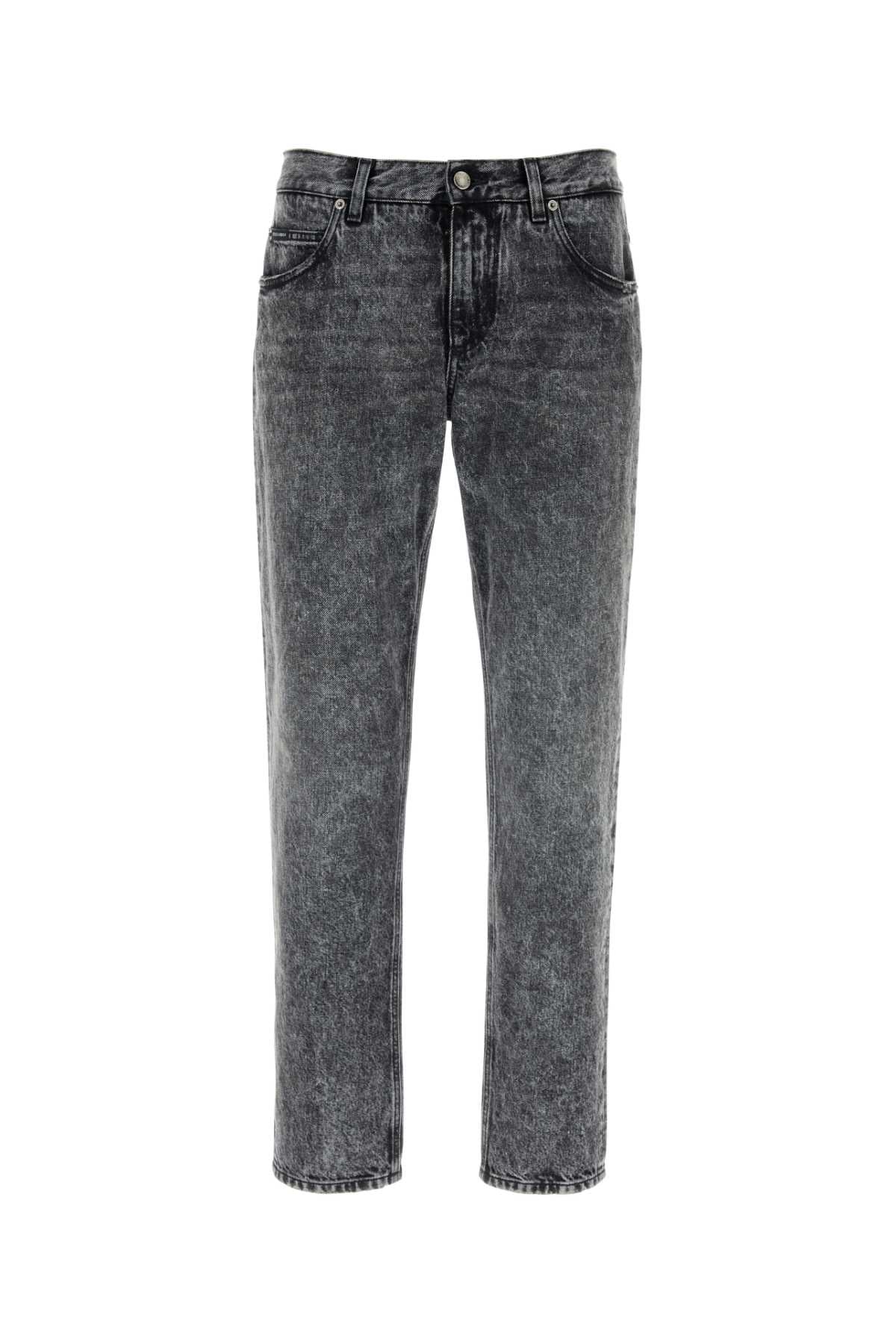 Acid-Washed Denim Jeans — Gray