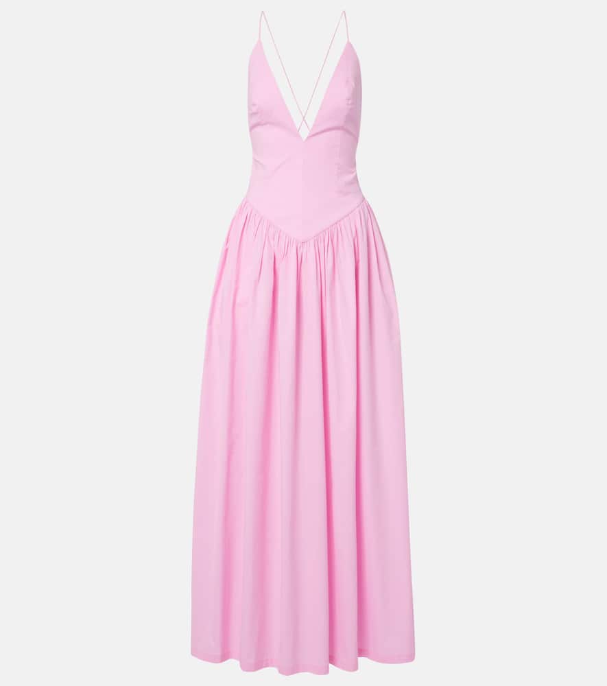 Open-back cotton maxi dress