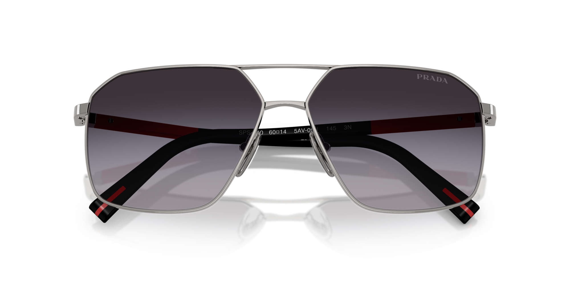 Prada Linea Rossa Man Prada Linea Rossa PS A50S 5AV09U Sunglasses Metal Grey Grey Geometric Normal Shaded