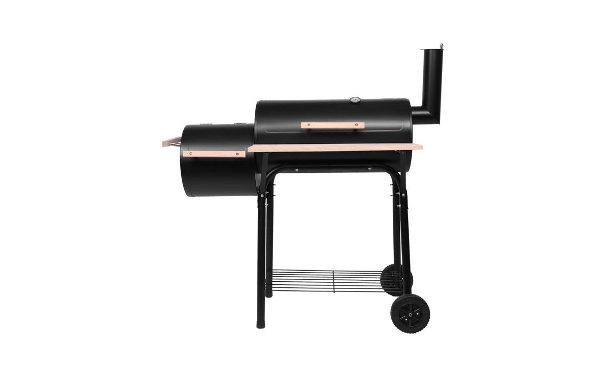 Oil Drum Charcoal Furnace with High-Temperature Spray Paint (500-600 Degrees) – 15cm Diameter with Plastic Wheel - Black