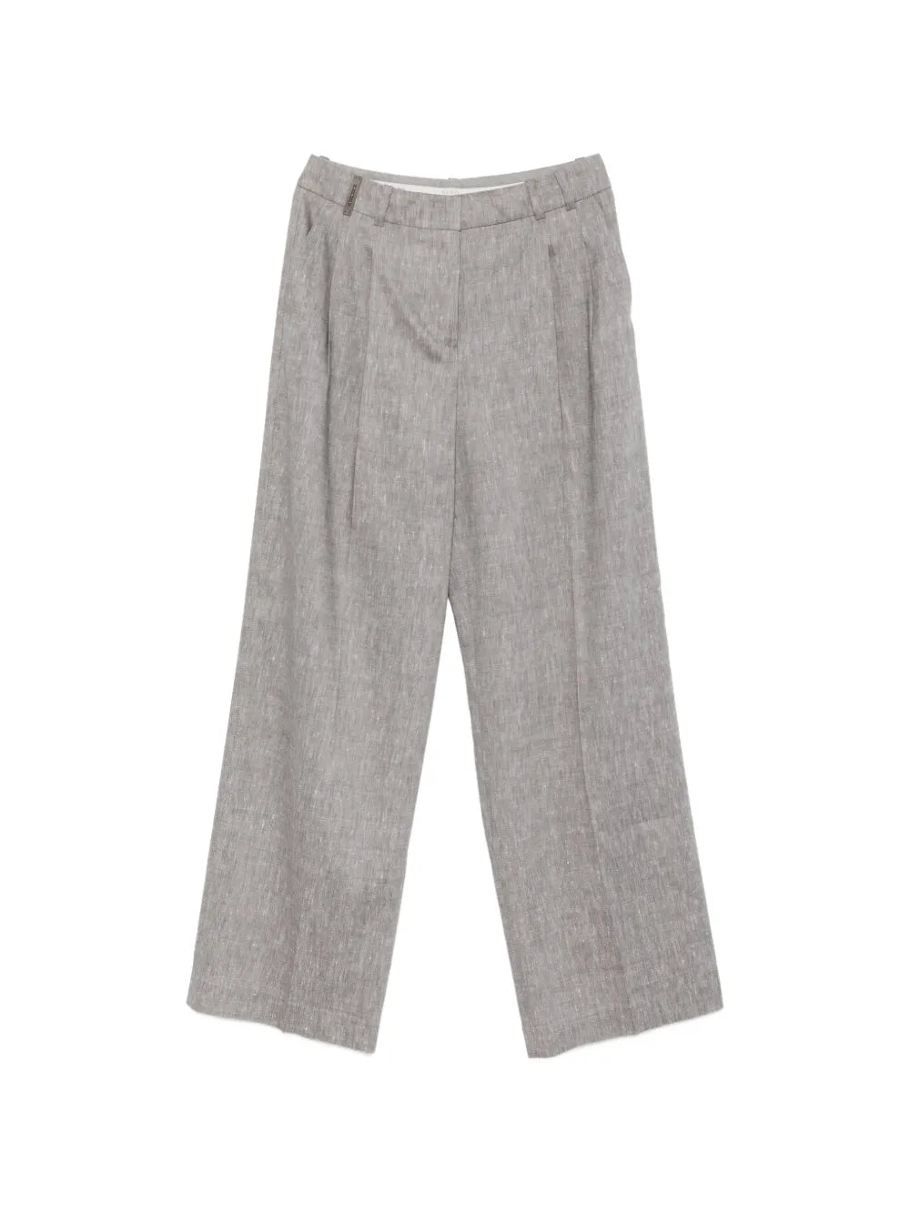 Pleated Linen-Wool Trousers — Grey