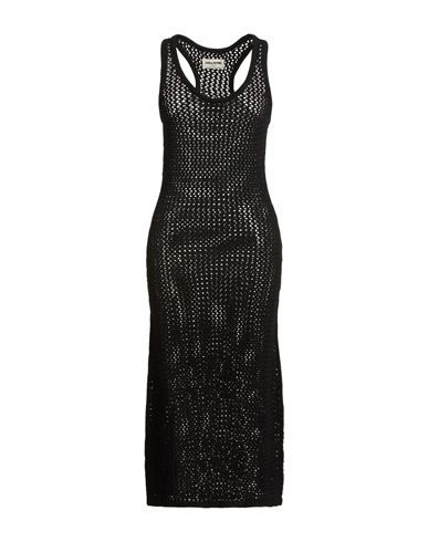 Woman Midi dress Black Size S Cotton