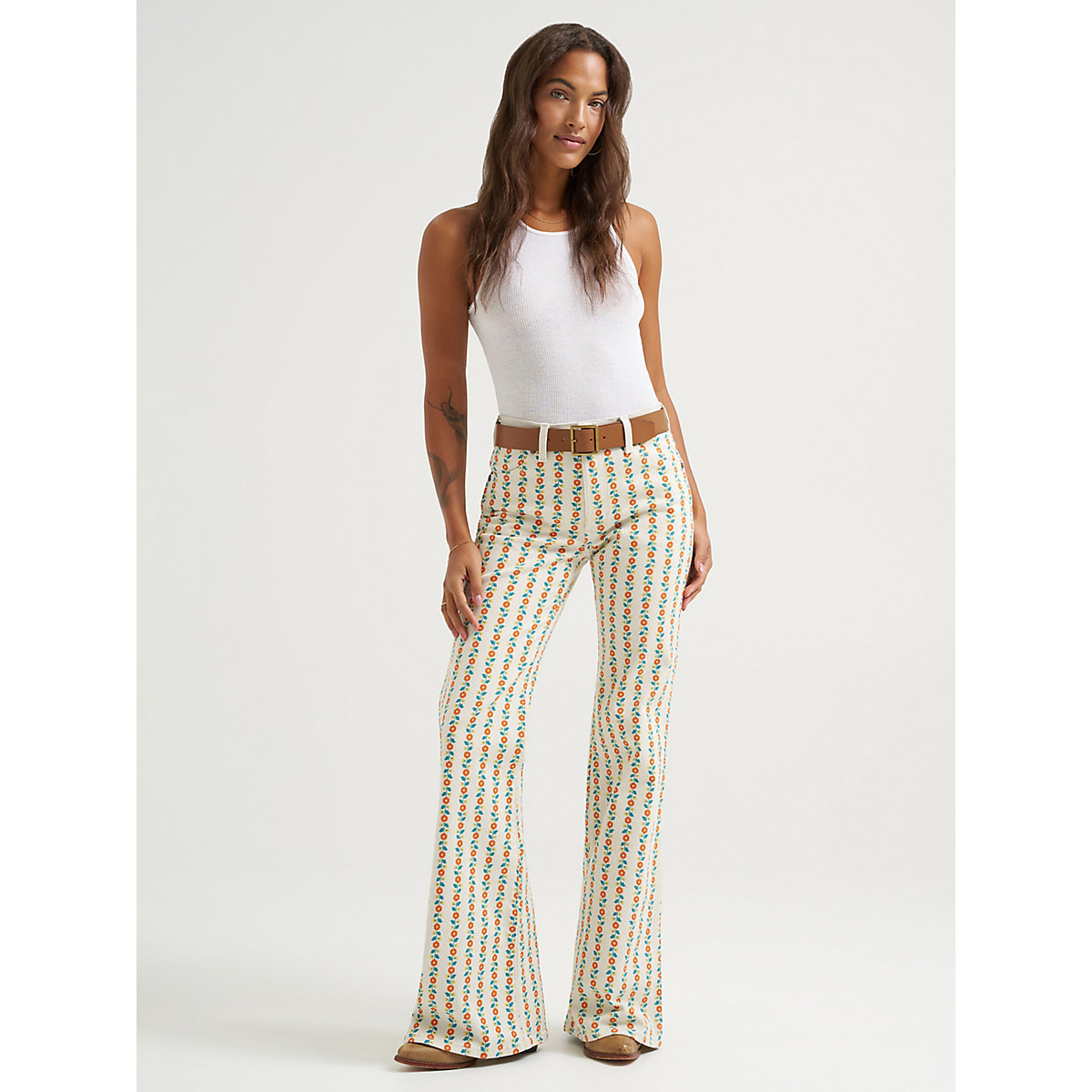 Women's Print 70's Flare Jean in Folksy Floral