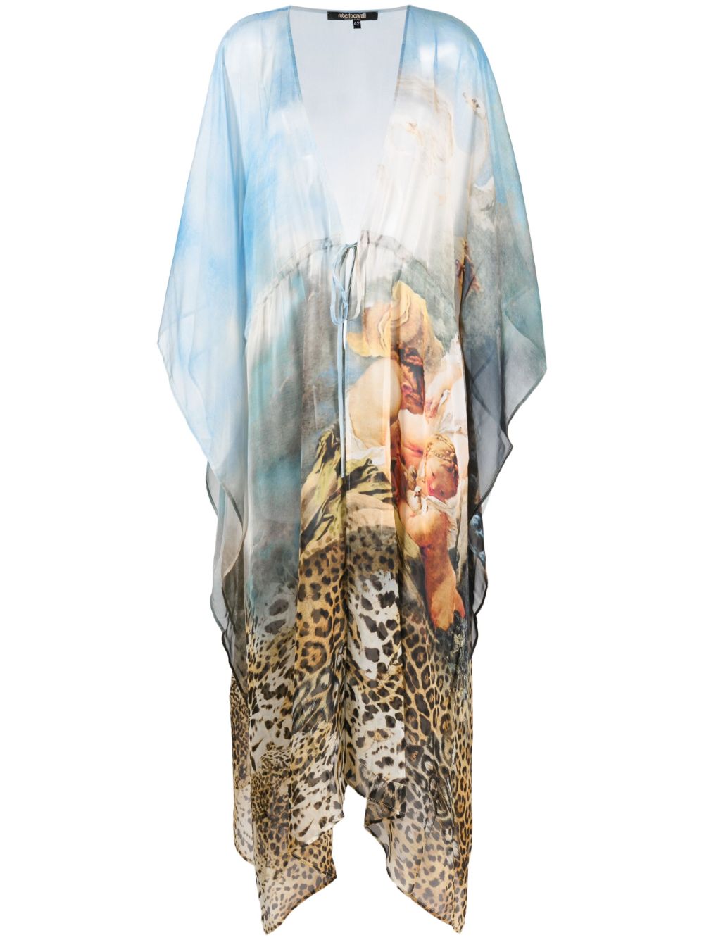 Graphic-print silk kaftan - Blue