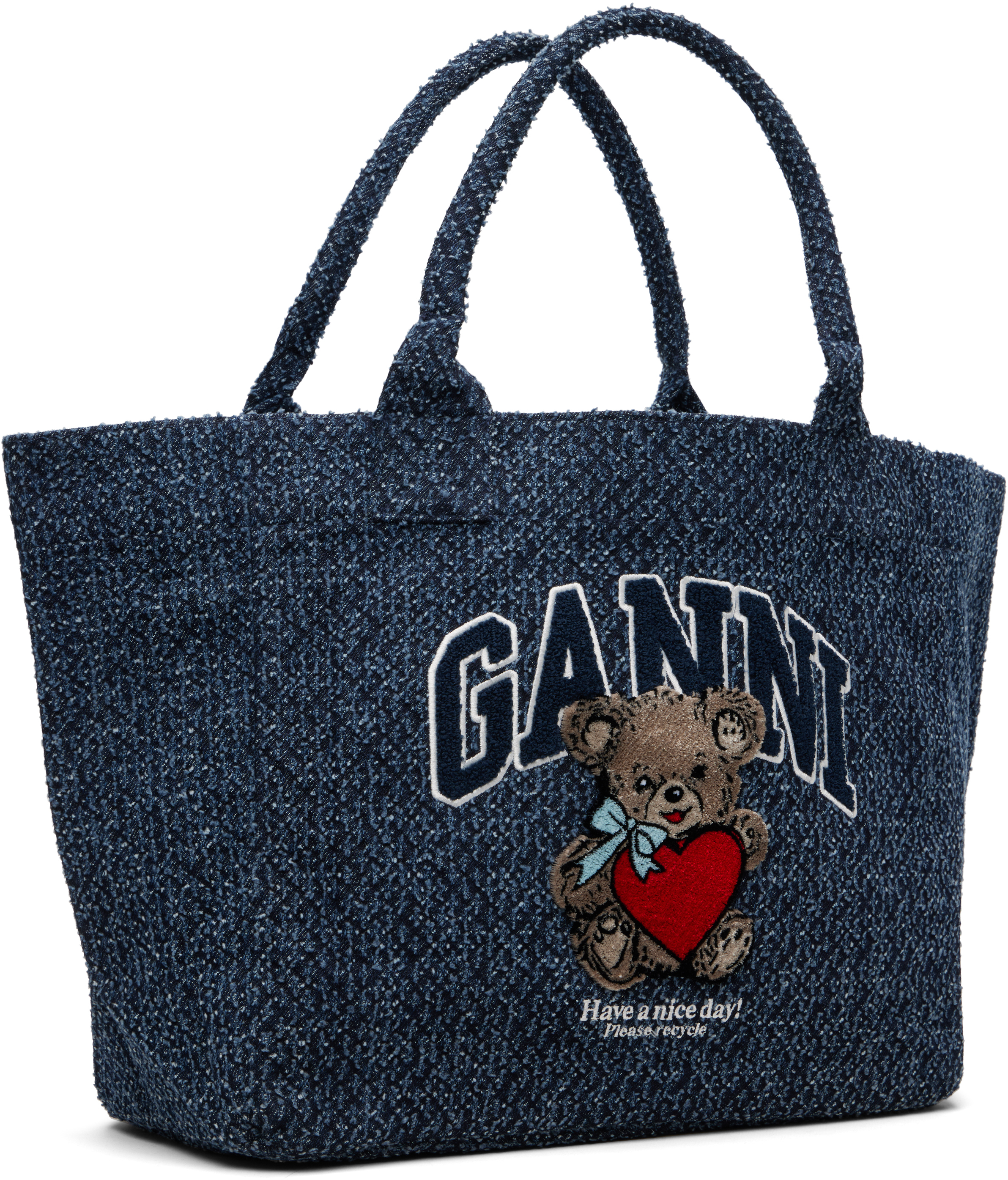 Navy Medium Trapeze Bear Denim Shopper Tote