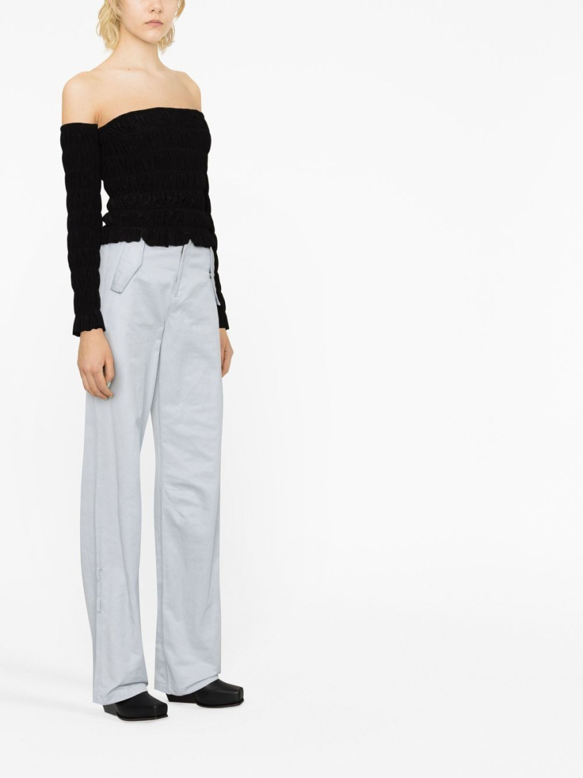 Off-shoulder ruched tube top - Black