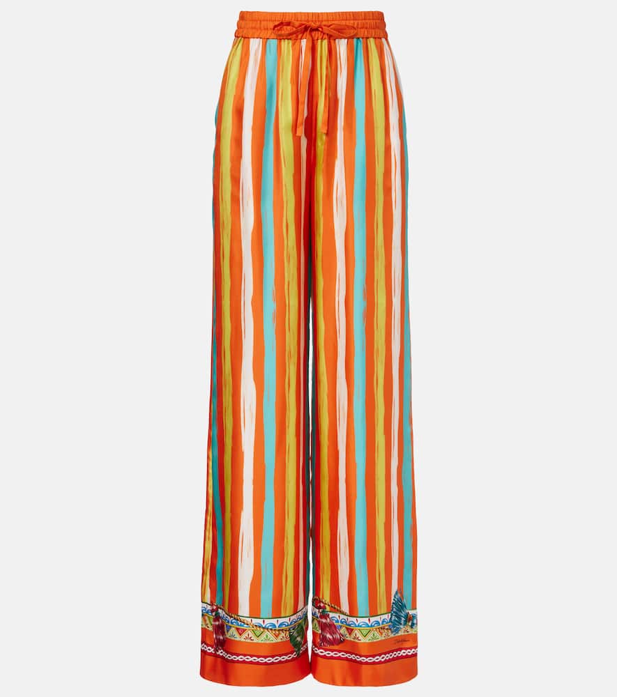 Striped silk palazzo pants
