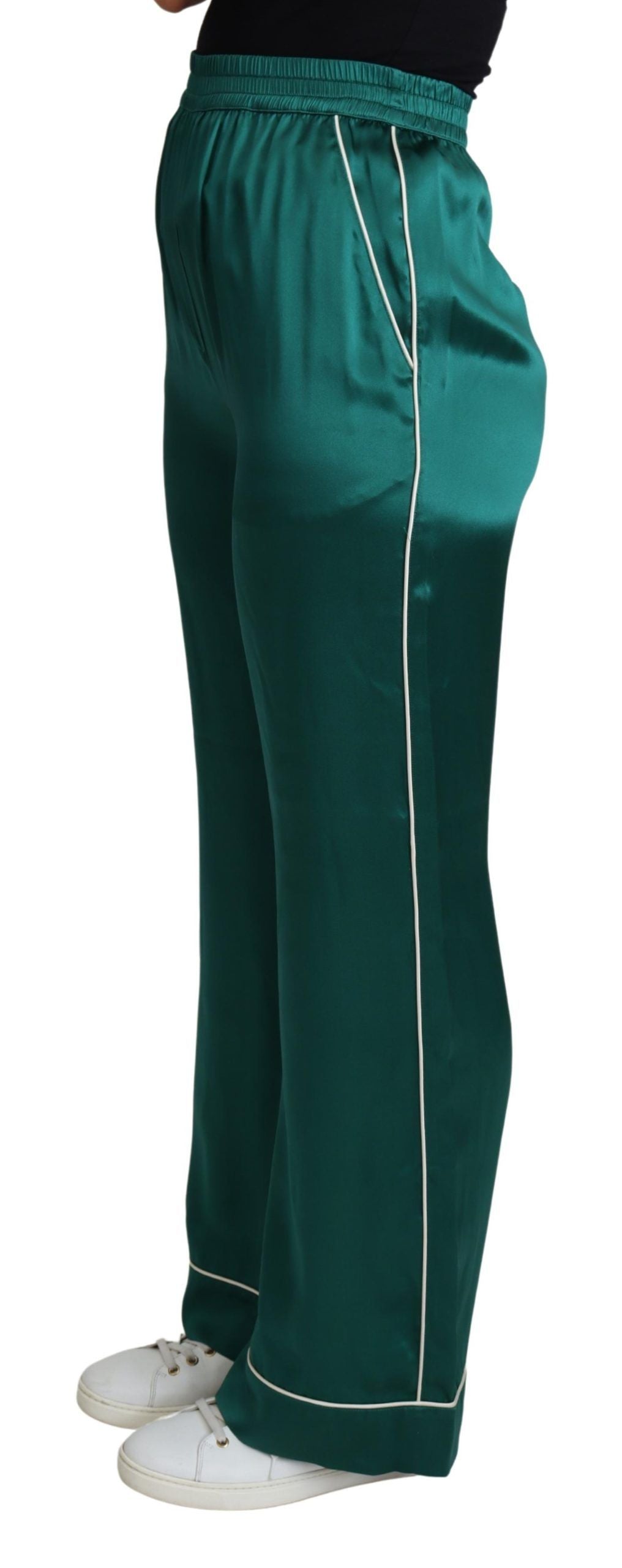Silk High-Waist Pajama Pant — Green