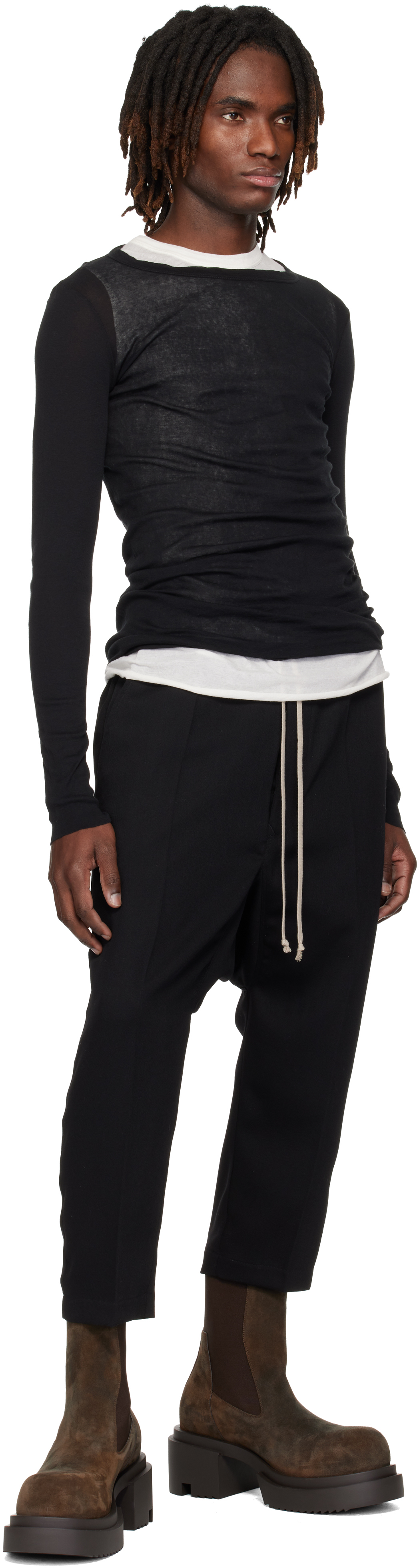 Black Temple Rib LS T-shirt