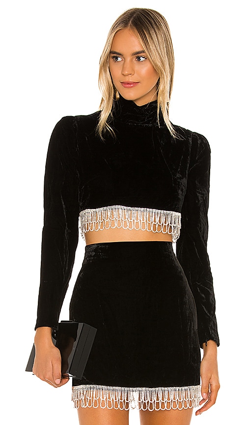 Camila Coelho BAUCHFREIES TOP ALIAH in Black. Größe XS. Also in