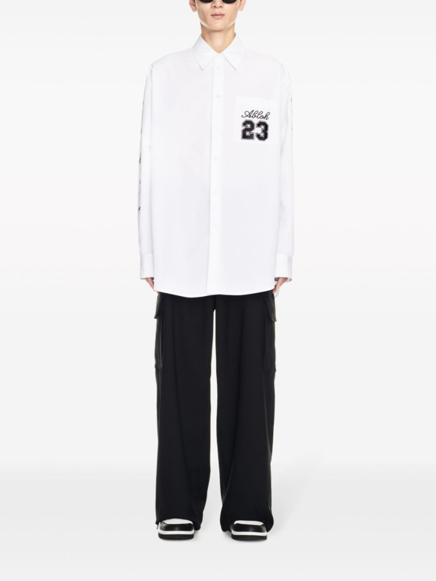 Logo-embroidered cotton shirt