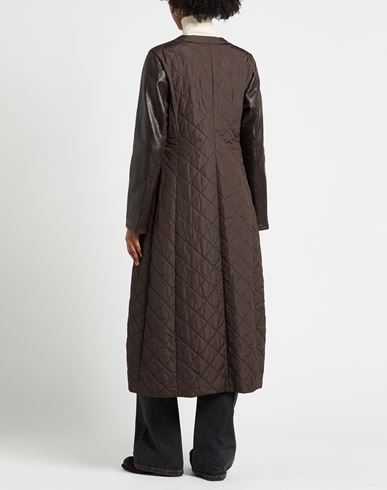 Woman Coat Dark brown Size 8 Polyester, Sheepskin