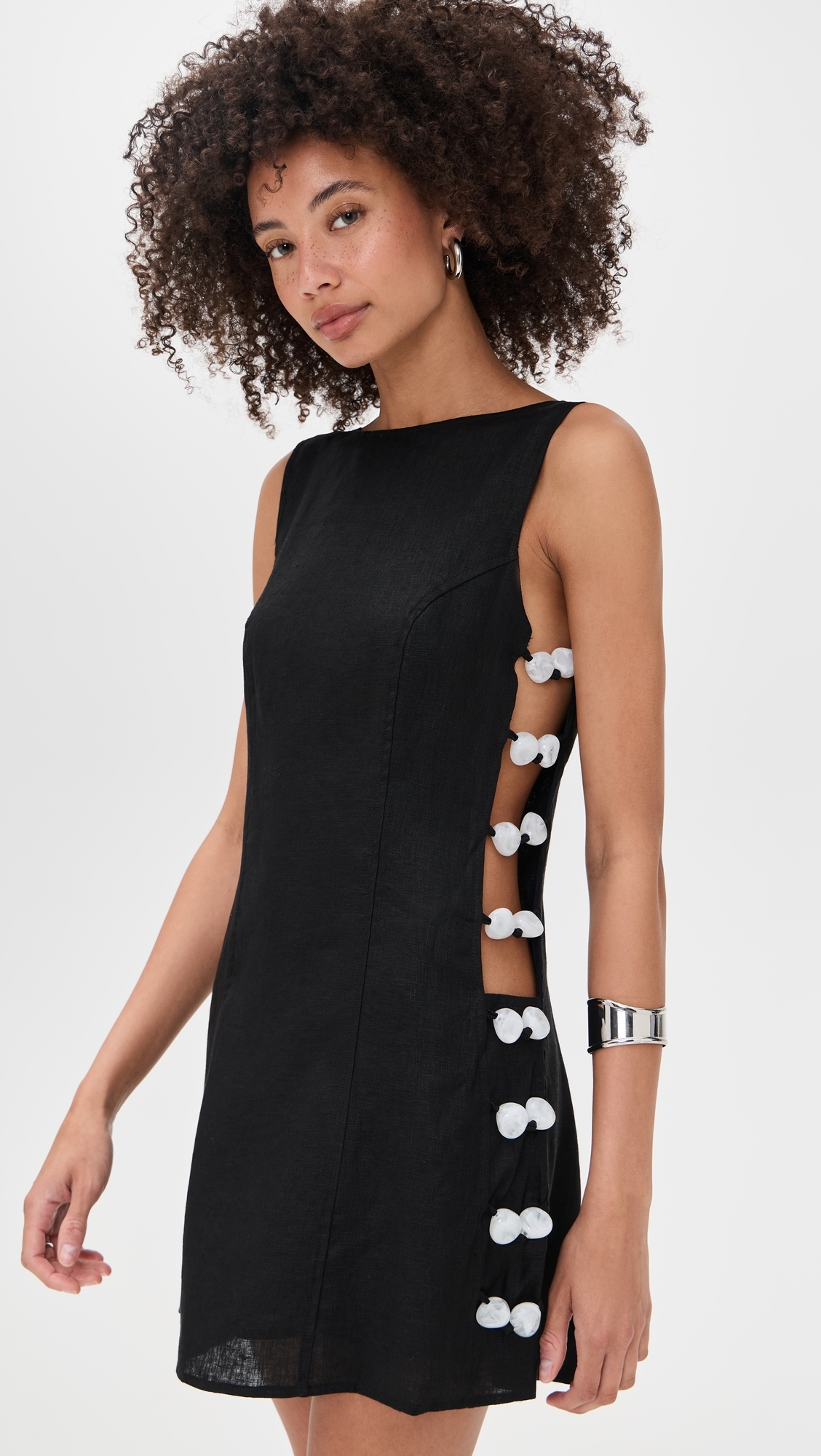Tia Linen Mini Dress Black Black