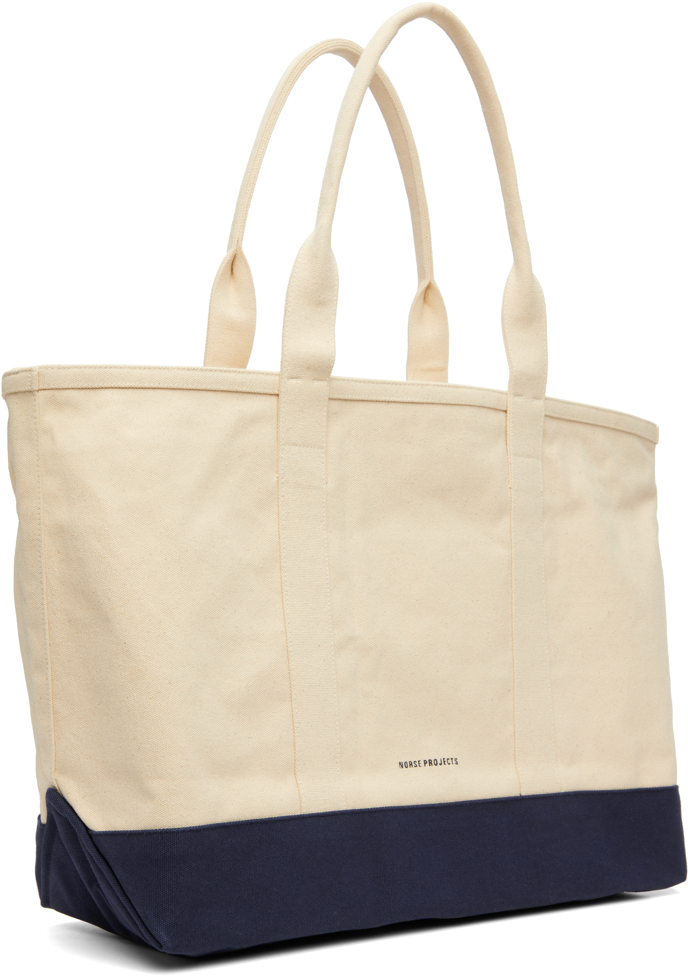 Off-White & Navy Stefan Cotton Canvas Tote