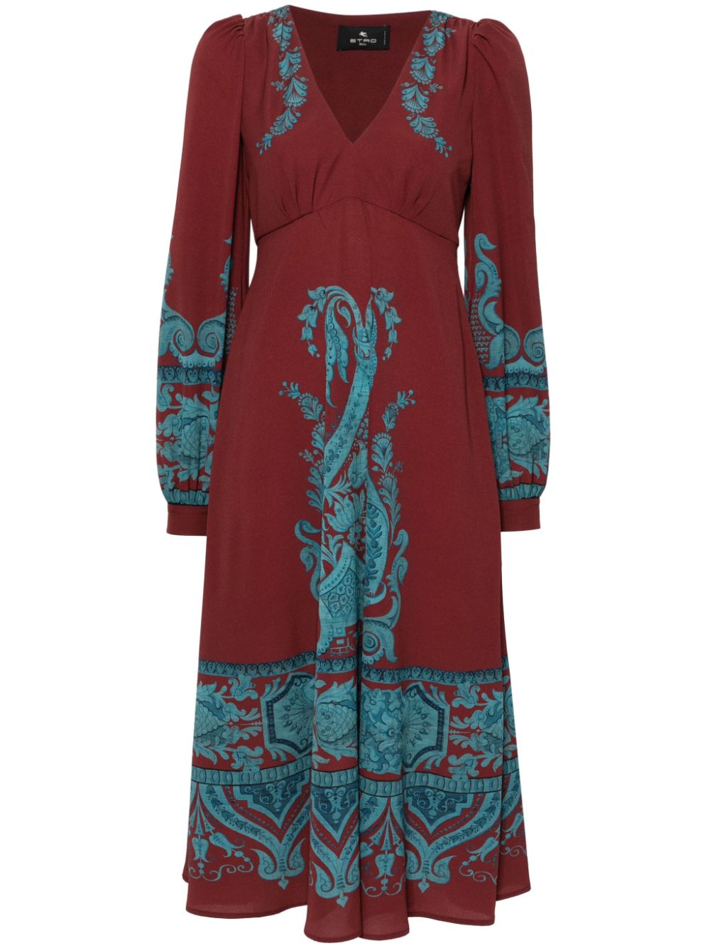 Paisley midi dress - Red