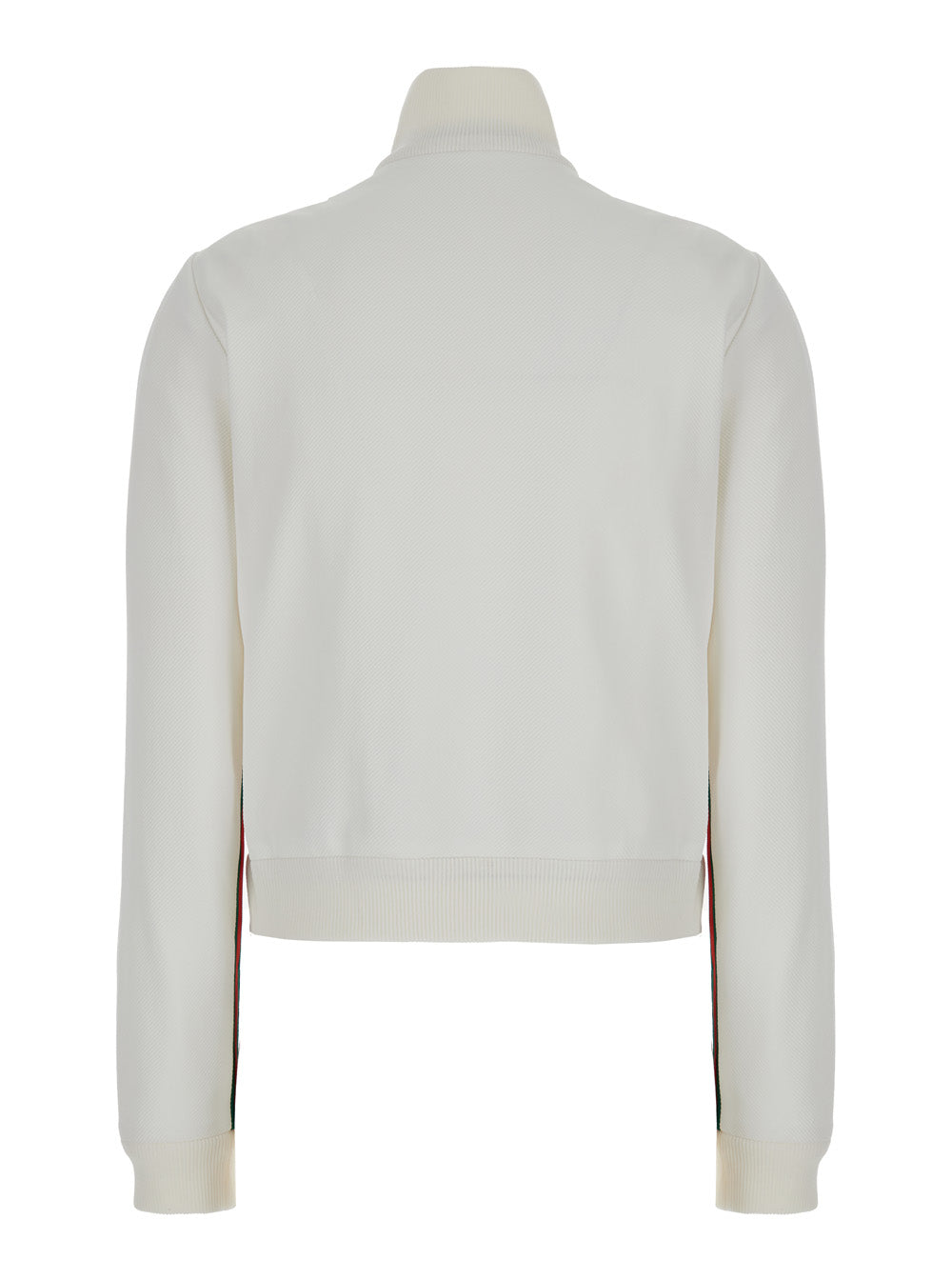 Web-Detail Crop Sweatshirt — White