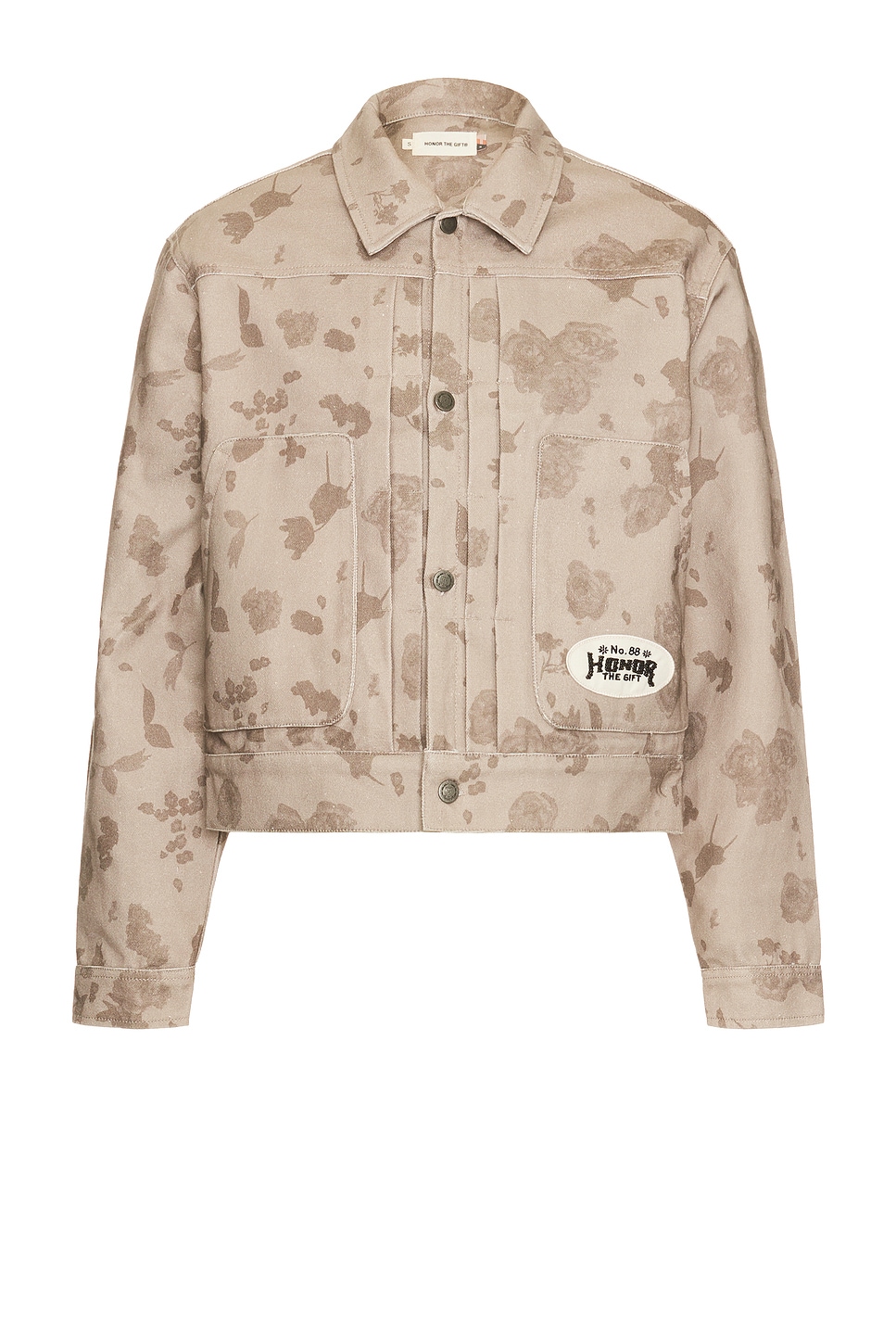 Honor The Gift Tonal Floral Jacket in Pebble - Tan. XXL/2X also in XL/1X